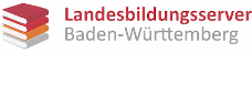 Link zum Internetauftritt des Landesbildungsservers Baden-Württemberg (LBS); Logo: auf der linken Seite die Zeichnung von vier übereinanderliegenden Büchern in den Farben Weinrot, Rot, Orange und Grau; auf der rechten Seite untereinander: „Landesbildungsserver“ in weinroter Schrift, „Baden-Württemberg“ in grauer Schrift
