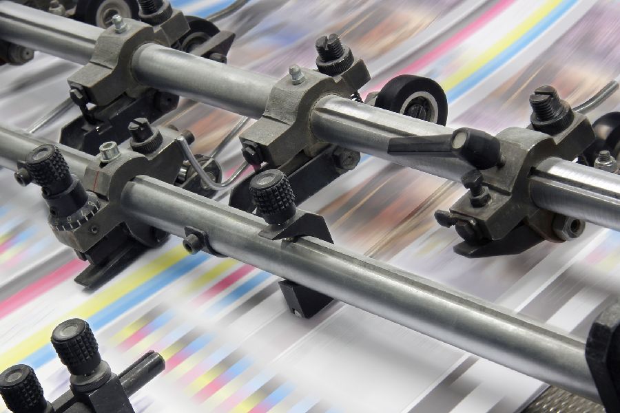 Druckmaschine. Per Klick gelangen Sie zur Unterseite Drucktechnik