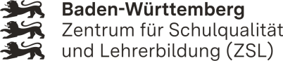 Link zum Internetauftritt von Lehrkräftefortbildung Online (LFB-Online); Logo des Zentrums für Schulqualität und Lehrerbildung (ZSL): links untereinander die drei schreitenden schwarzen Löwen aus dem baden-württembergischen Landeswappen; rechts daneben dreizeiliger Schriftzug in schwarzer Schriftfarbe: erste Zeile in Fettdruck Baden-Württemberg; zweite und dritte Zeile in Normaldruck: Zentrum für Schulqualität und Lehrerbildung (ZSL)