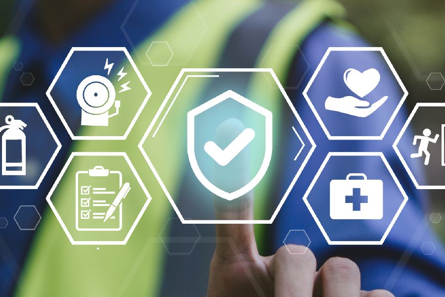 per Klick gelangen Sie zur Seite Gesetliche Regelungen. Arbeitssicherheitskonzept.Sicherheitssymbol. Erste sichere Regeln.