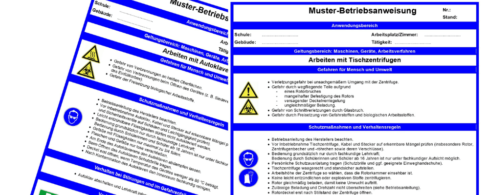 zwei Betriebsanweisungen. Per Klick gelangen Sie zur Seite Betriebsanweisung Bios